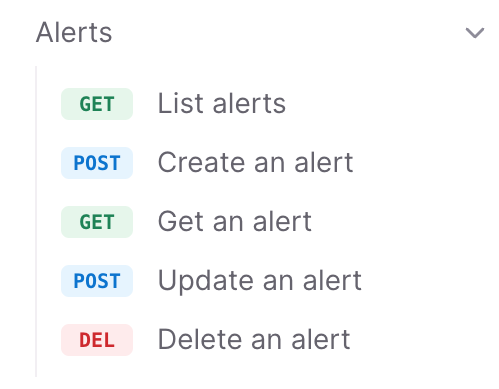 Screenshot showing the new Alerting API options. Screenshot showing the new Alerting API options.